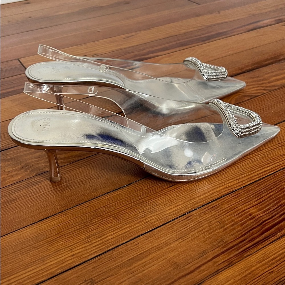 Mango Clear PVC Slingback Heels with Silver Accents - Picture 8 of 13